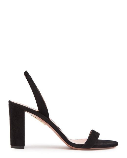 Aquazzura Black So Nude 85 Suede Sandals