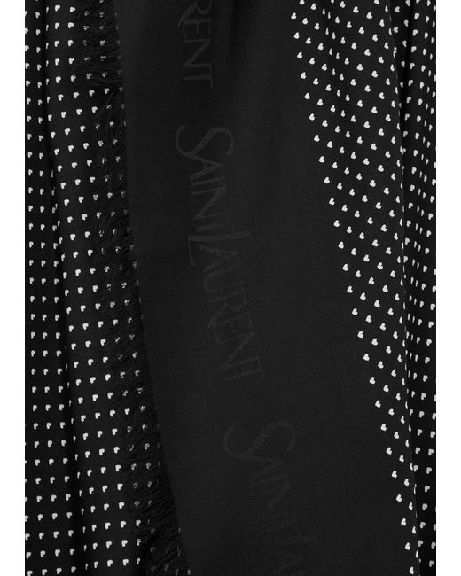 Saint Laurent Black Heart-print Modal-blend Scarf