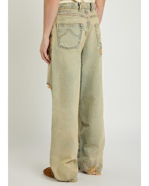 KENZO Natural Distressed Wide-Leg Jeans for men