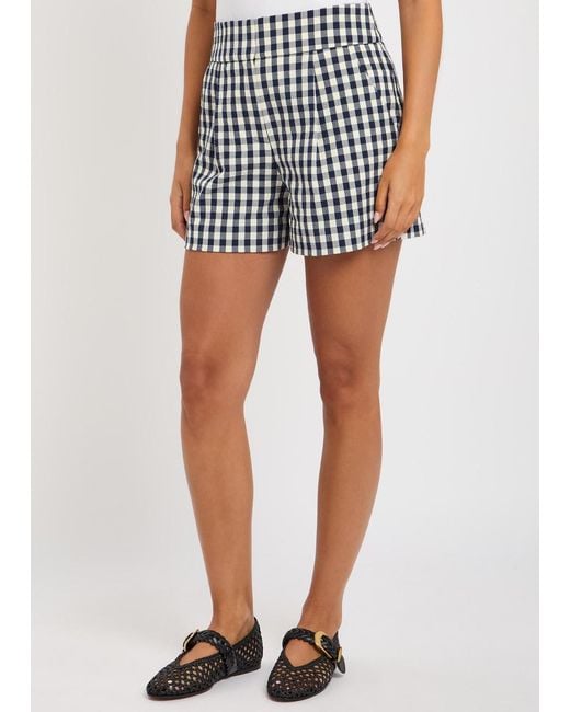 Veronica Beard White Haina Gingham Seersucker Shorts
