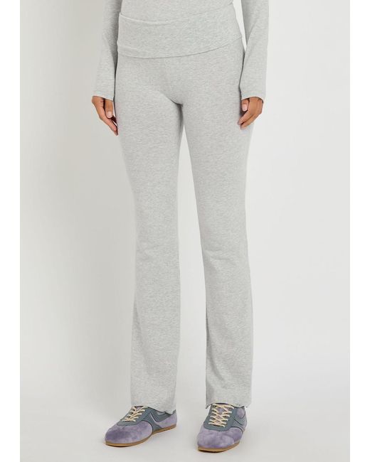 Skims Gray Foldover Stretch-Cotton Pants
