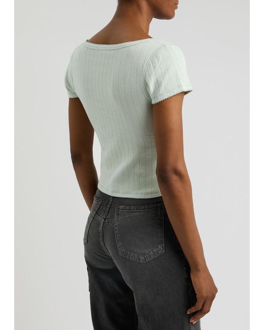 Free People Green End Game Stretch-Cotton T-Shirt