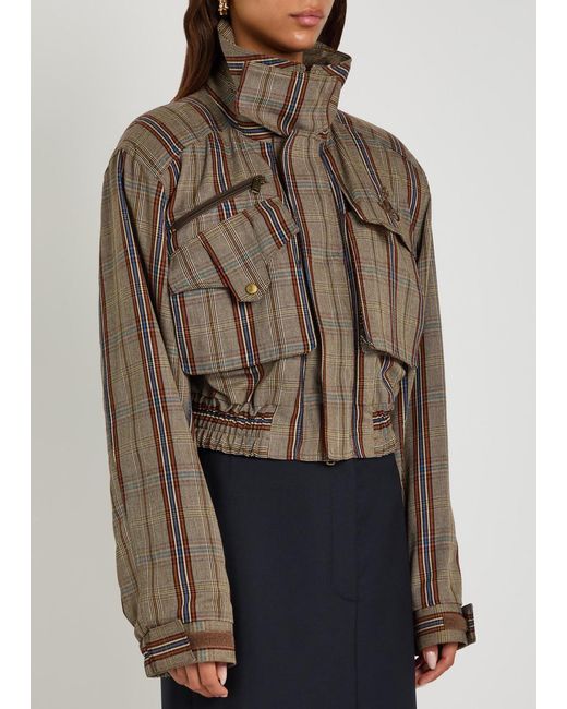 Vivienne Westwood Brown Memphis Plaid Woven Bomber Jacket