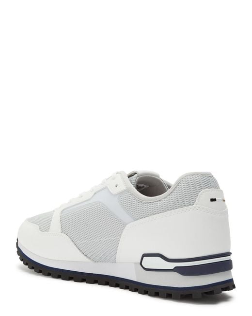 Boss White Parkour Panelled Mesh Sneakers for men