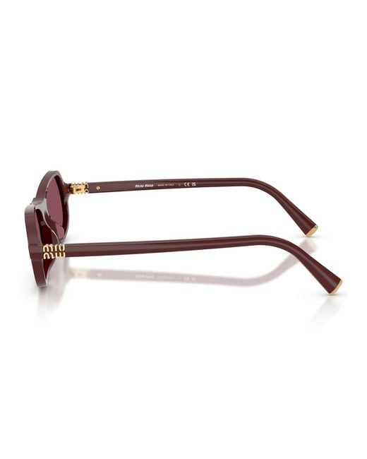 Miu Miu Purple Narrow Rectangle-Frame Sunglasses