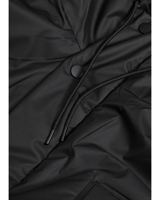 Rains Black Lohja Quilted Rubberised Jacket for men