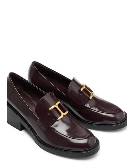 Chloé Brown Marcie 65 Glossed Leather Loafers