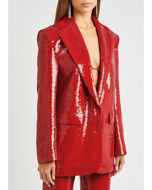 Nue Studio Jade Sequin Blazer in Red Lyst