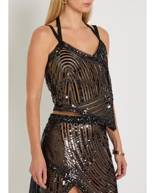 Emilio Pucci Black Sequin-Embellished Tulle Top