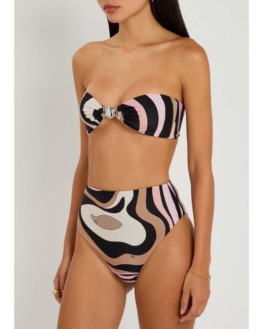 Emilio Pucci Black Printed Bikini Top