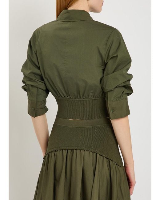 Jonathan Simkhai Green Stiles Cotton-Poplin Cropped Shirt