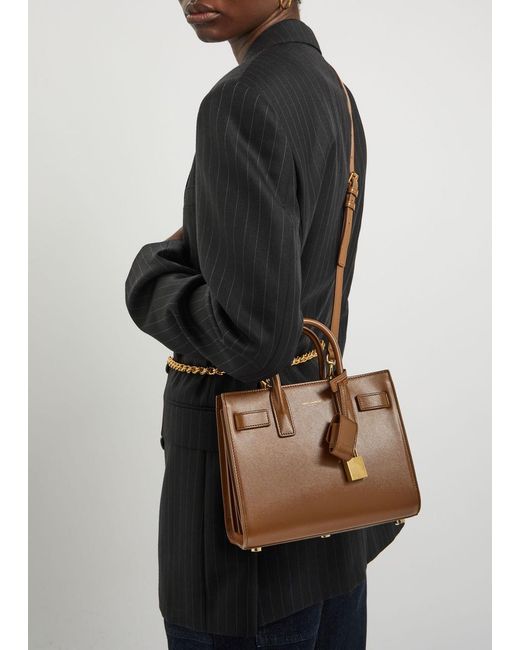 Saint Laurent Brown Sac De Jour Nano Leather Top Handle Bag
