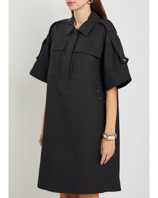 3.1 Phillip Lim Black Cotton-Blend Mini Shirt Dress