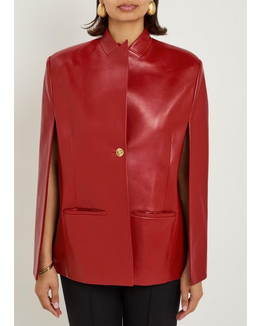 Khaite Red Dolso Open-Sleeve Leather Jacket