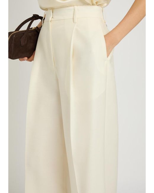 Heirlome Natural Laurence Wide-Leg Wool And Silk-Blend Trousers