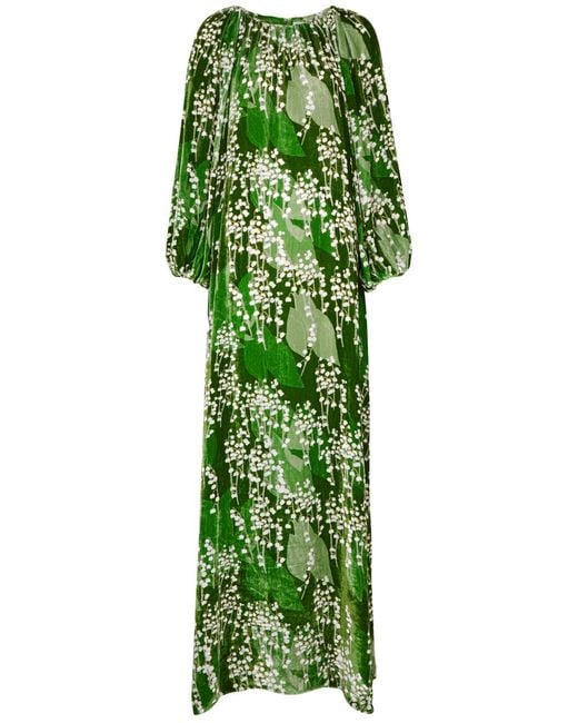 BERNADETTE Green Georgina Floral-print Velvet Maxi Dress
