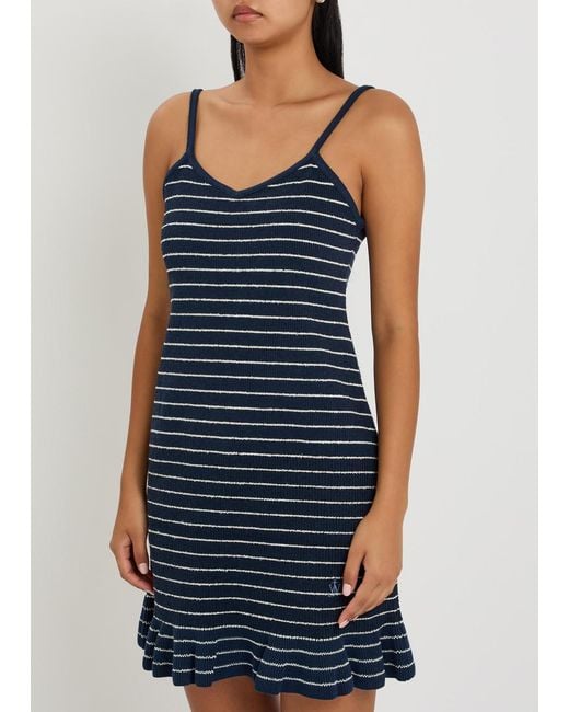 J.W. Anderson Blue Logo-Embroidered Striped Terry Mini Dress
