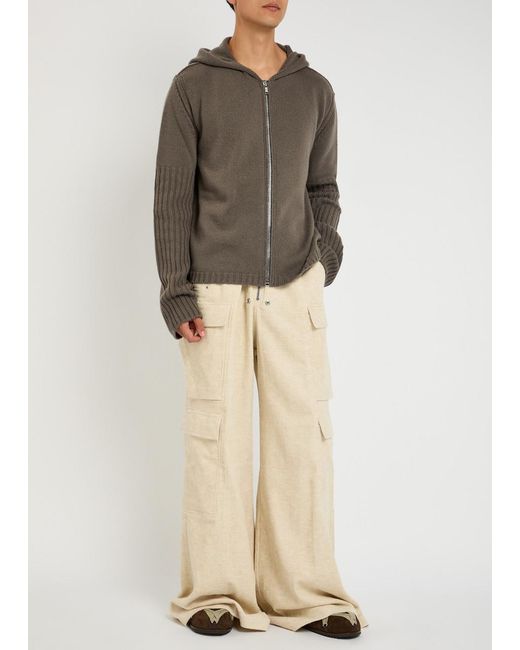 Rick Owens Brown Zipped Hooded Cashmere Jumper for men