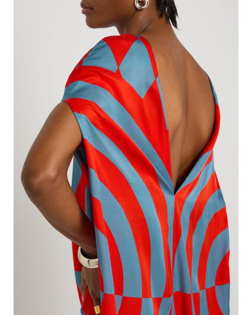 Dries Van Noten Red Diria Printed Silk Maxi Dress