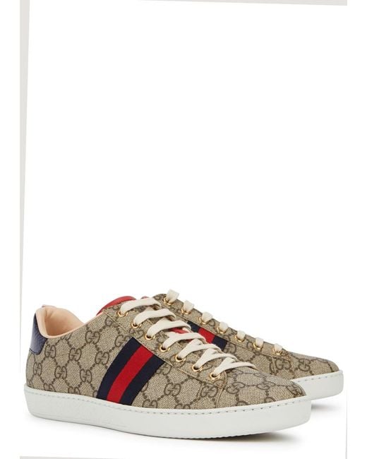 Gucci Natural New Ace Gg Supreme Canvas Sneakers