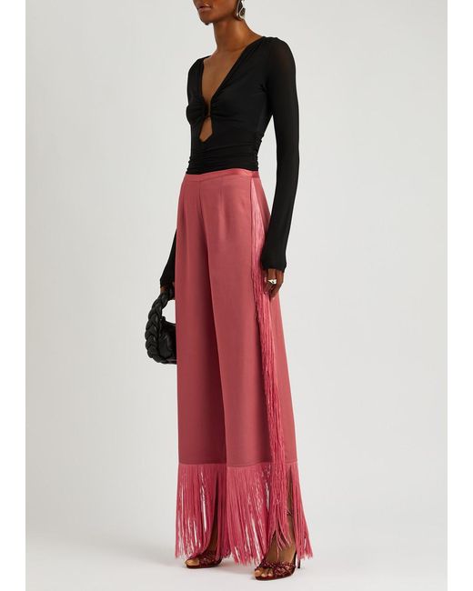 ‎Taller Marmo Pink Nevada Fringed Wide-leg Trousers