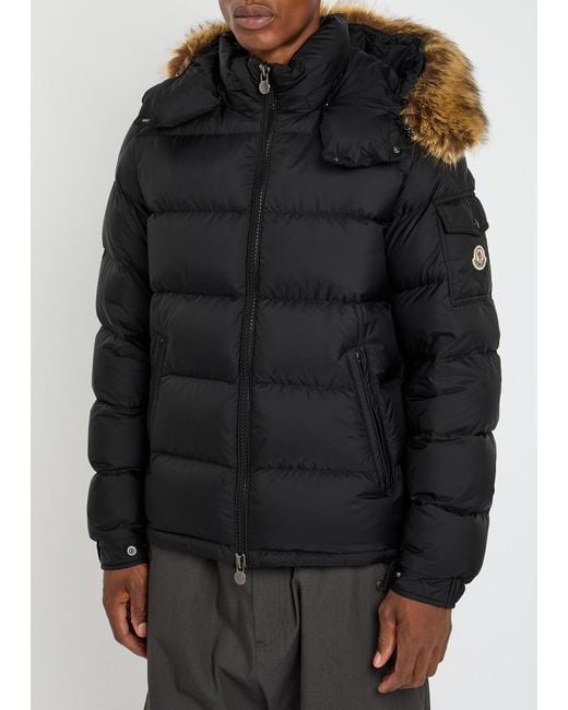 Moncler Black Maya Faux Fur-Embellished Shell Jacket for men