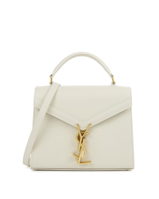 Saint Laurent White Cassandra Mini Leather Top Handle Bag