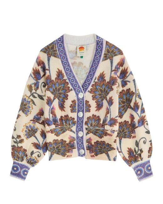 Farm Rio Natural Ainika Floral Wool-Blend Cardigan