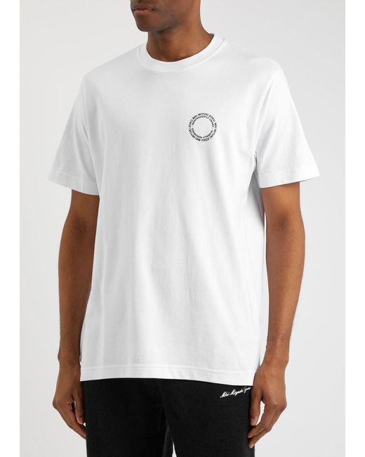 MKI Miyuki-Zoku White Circle Logo-print Cotton T-shirt for men
