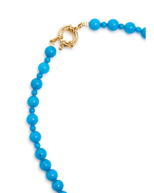 Timeless Pearly Blue Beaded 24Kt-Plated Necklace