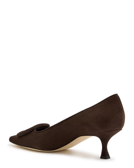 Manolo Blahnik Brown Maysale 50 Suede Pumps