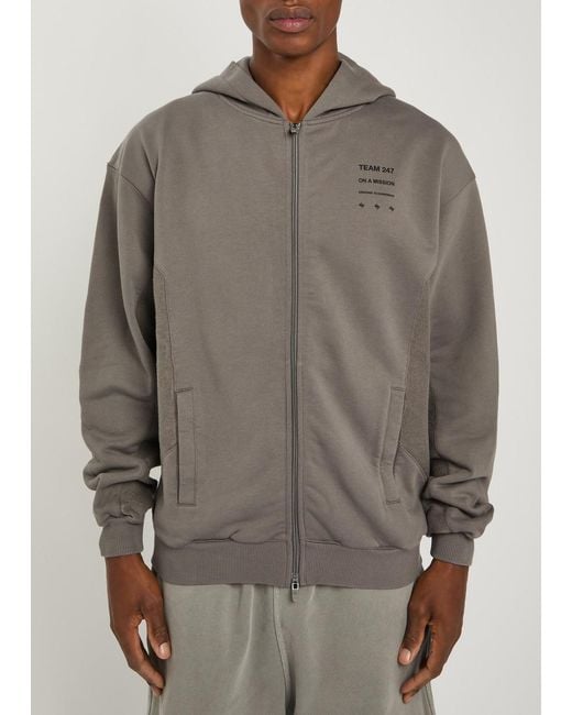 Represent Gray 247 Uprising Hooded Cotton Sweatshirt for men