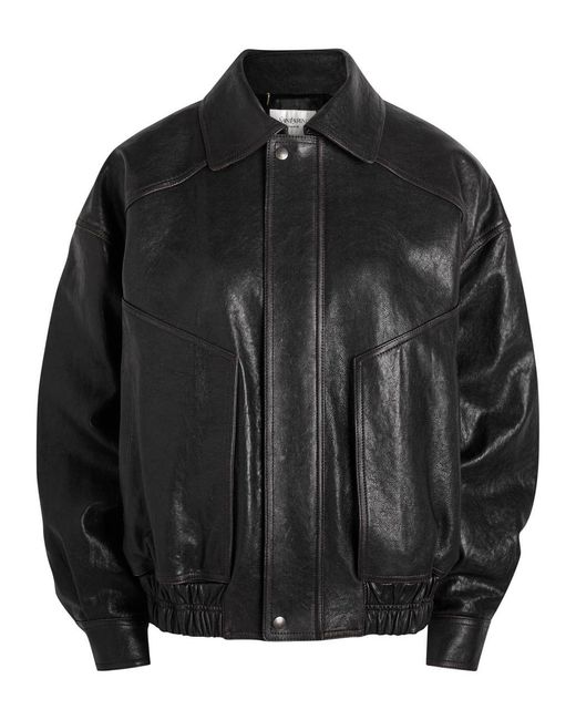 Saint Laurent Black Panelled Faded Leather Jacket