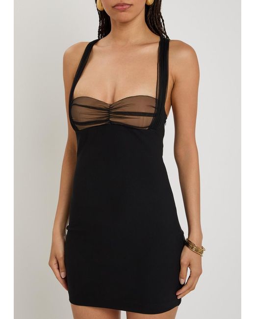 Nensi Dojaka Black Ruched Stretch-Crepe Mini Dress