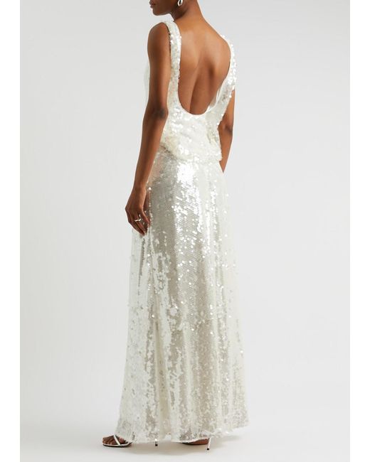 Emilia Wickstead White Leoni Sequin-Embellished Tulle Gown