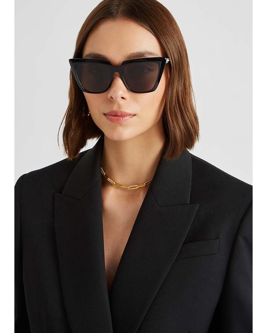 Balenciaga Brown Oversized Cat-Eye Sunglasses, Designer-Stamped Dark Lenses, Designer-Stamped Arms, 100% Uv Protection