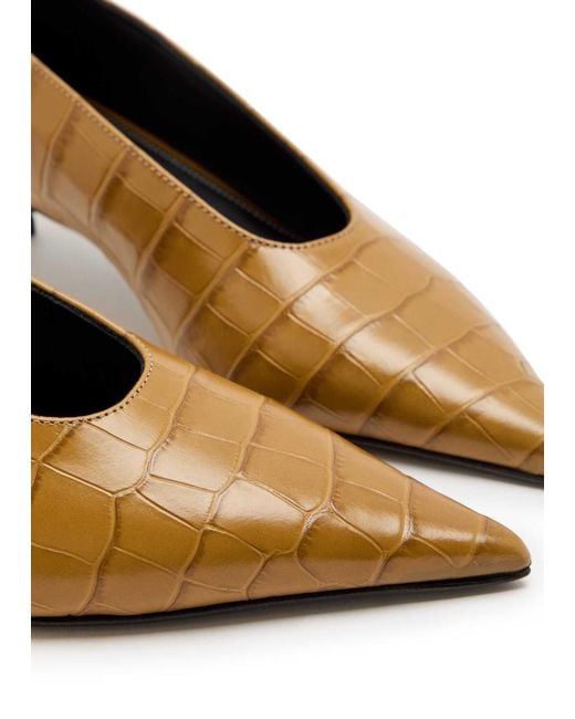 Totême Brown 35 Crocodile-Effect Leather Pumps