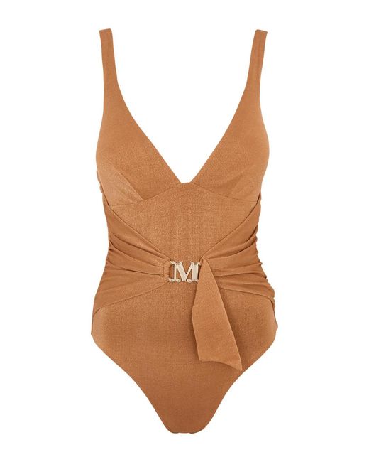 Max Mara Brown Cassiopea Metallic Swimsuit