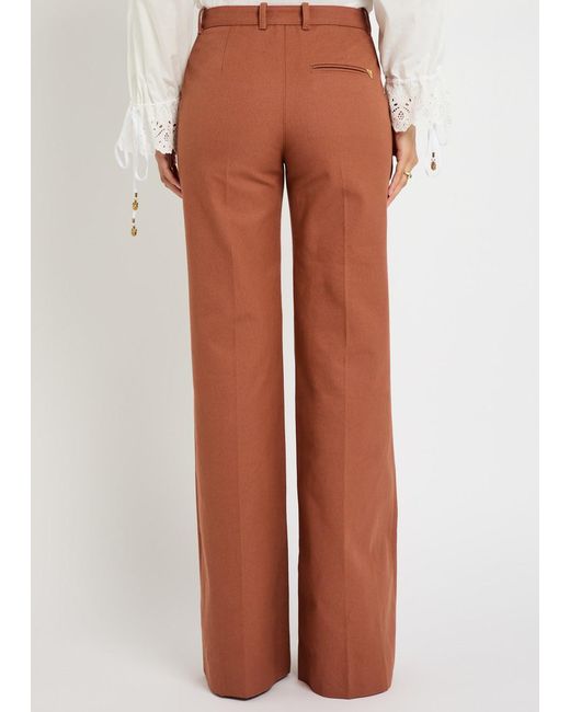 Chloé Brown Flared-Leg Canvas Trousers