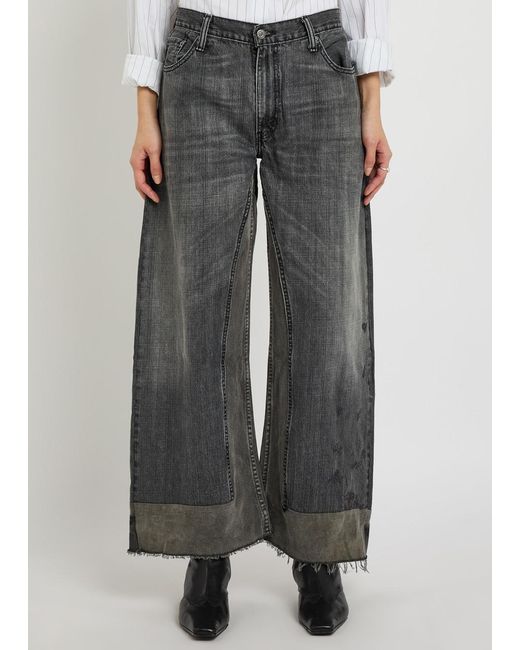 B Sides Gray Reworked Vintage Culotte Panelled Wide-Leg Jeans