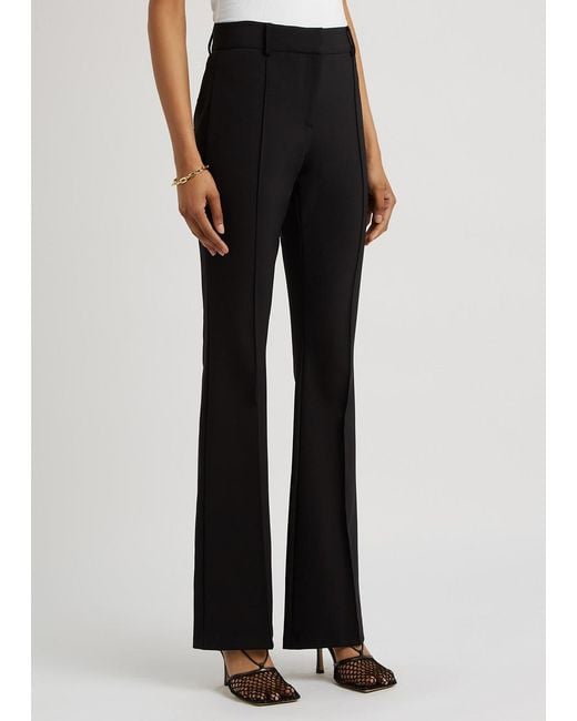 Veronica Beard Black Hibiscus Flared-leg Trousers