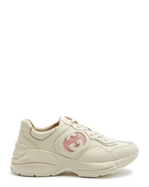 Gucci White Rhyton gg Leather Sneakers
