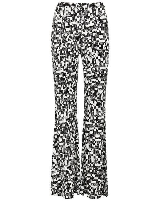 Diane von Furstenberg White Brooklyn Printed Flared Jersey Trousers
