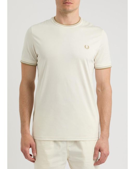 Fred Perry White Logo-Embroidered Cotton T-Shirt for men