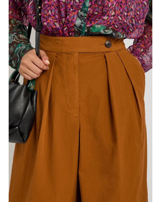 Dries Van Noten Brown Pamplona Wide-Leg Stretch-Cotton Poplin Trousers