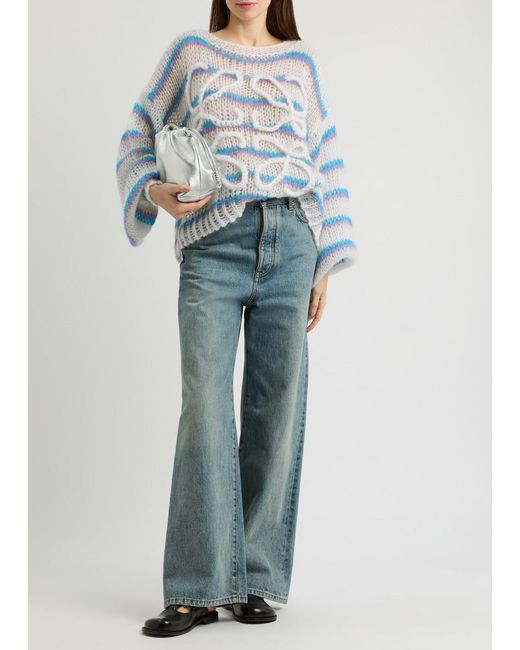 Loewe Blue Anagram Striped Mohair-Blend Jumper