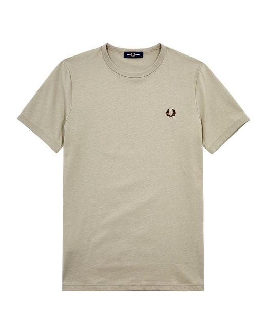 Fred Perry Natural Logo-Embroidered Cotton T-Shirt for men