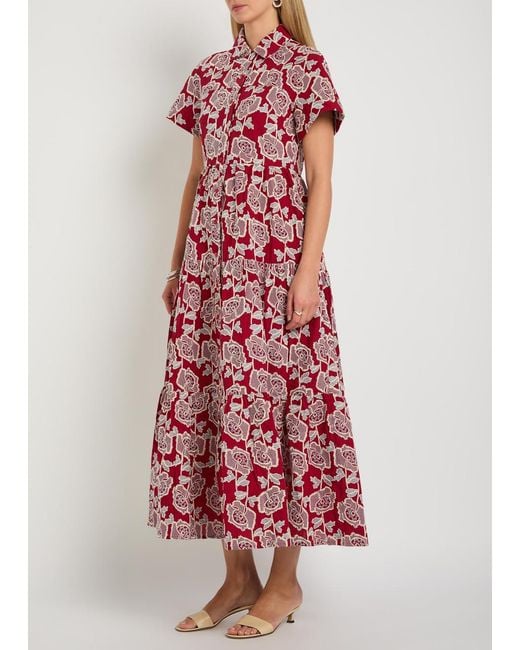 Erdem Floral-Embroidered Cotton-Blend Midi Shirt Dress