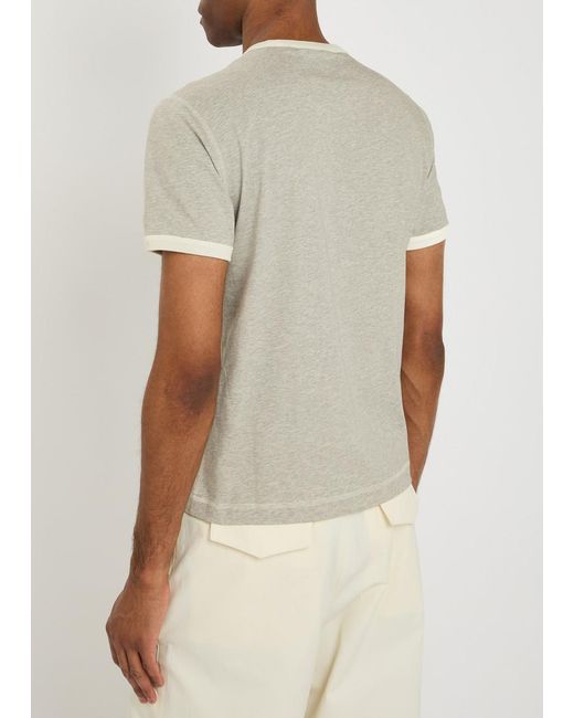 AMI White Logo-Appliquéd Cotton T-Shirt for men