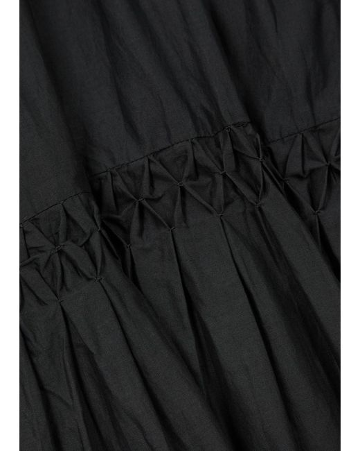 Merlette Black Elysium Tiered Cotton Midi Dress